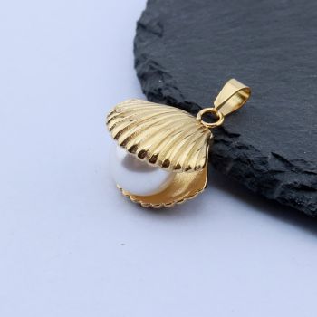 304 Stainless Steel Privezak Školjka 19x17 mm/1 kom Gold IP...26SS03-C-G