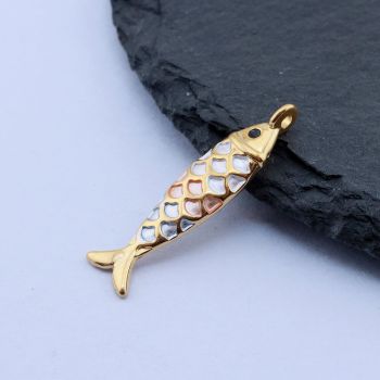 304 Stainless Steel Privezak Riba 26x6 mm/1 kom Gold IP...26SS09-B-G