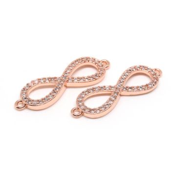 Konektor 30x10mm pozlata Rose Gold + CZ cirkoni (  331080 )