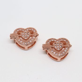 Perla 13x10 mm pozlata Rose Gold + CZ cirkoni (  331083 )