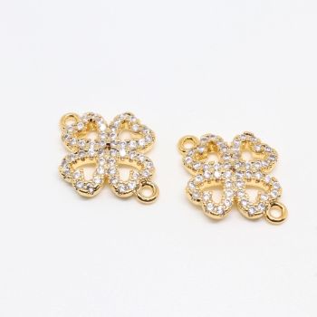 Konektor 17x12 mm pozlata Yellow Gold + CZ cirkoni (  332025 )