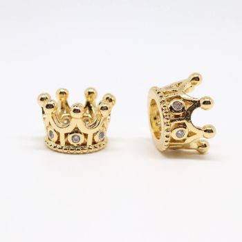 Perla krunica 11 x 7 mm, pozlata Yellow Gold + CZ cirkoni (  332053 )