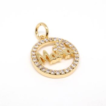 Privezak  Mama 15x13x2mm  prevlaka pozlata Yellow Gold + CZ Cirkoni(  332067 )