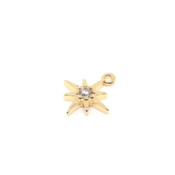 Privezak zvezda 10x8 mm,18K pozlata + CZ cirkoni...P-Q002-143G