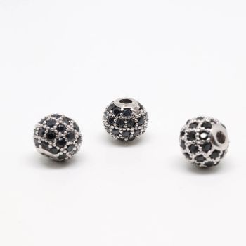 Perla 6 mm,  prevlaka Rodijum + CZ cirkoni (  333013 )
