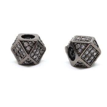 Perla 7x7mm  prevlaka Rodijum u Hematit crnoj + CZ Cirkoni...P-G493-38B-01