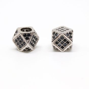 Perla 7x7mm  prevlaka Rodijum  + CZ Cirkoni(  333023)