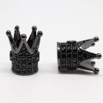 Perla Kruna 12x10 mm rodijum u Hematit crna+CZ(  334003 )