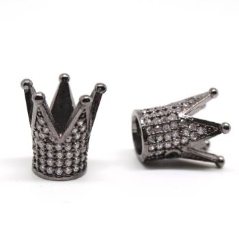 Perla Kruna 12x10 mm rodijum u Hematit crna+CZ(  334004 )