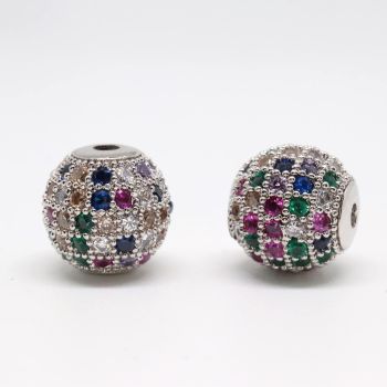 Perla 10mm Rodijum + CZ cirkoni multy color (  334010 )