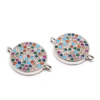 Konektor 19x13mm Rodijum + CZ cirkoni multycolor (  334011 )