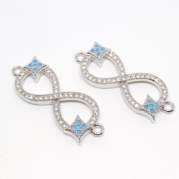 Konektor 31x12 mm Rodijum + CZ cirkoni (  334013 )
