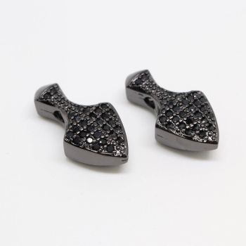 Perla 16x10 mm Rodijumu boji hematit crna + CZ cirkoni (  334023 )