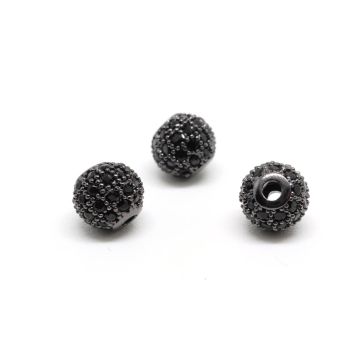Perla 6 mm,  prevlaka Rodijum u boji Hematit crna + CZ cirkoni (  334031 )