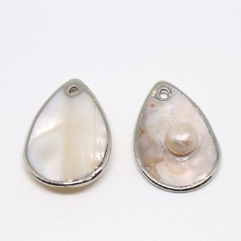 Privezak od Sedefa oko 30x20 mm- obod boja srebra (  340017 )