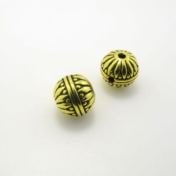 Metalna perla sa 3 rupe , dimenzije 14x13mm , rupe oko 2 mm- boja antik zlatna , pakovanje 2 komada ( 3P108AZ14 )