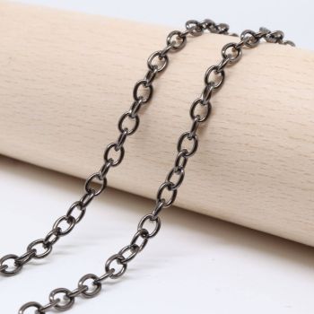 Metalni lanac 6x4 mm, žica 1 mm, boja hematit crna ( 501015 )