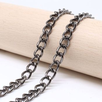Metalni lanac 7x5 mm, žica 1,2 mm, boja hematit crna ( 501019 )