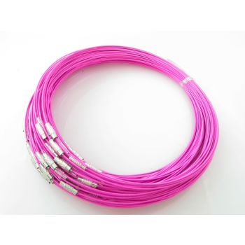 Čelična sajlica za ogrlice sa kopčom na šraf, prečnik 14,5 cm-- boja pink roze (532PINK)