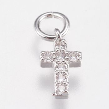 Mesing krstići sa CZ Cirkonima 9x5x1,5mm, alka 2mm- Rodijum  ( E14762P)