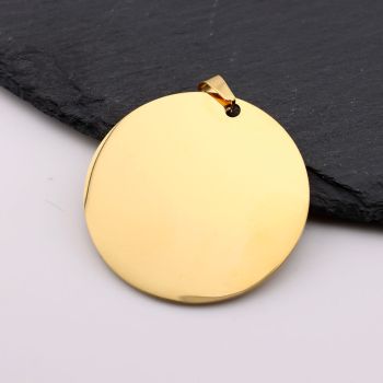 Stainless Steel medaljon Gold 40 x1 mm, rupa 2mm (23SSK05AG)
