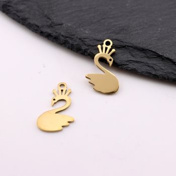 Stainless Steel privezak Gold 12x22x1mm, rupa 2mm (23SSK16DG)