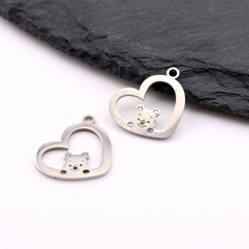 Stainless Steel privezak 16X15x1 mm, rupa 2mm (23SSK13A)