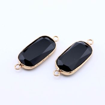Konektor prirodni kamenl Crni Ahat - 15*35x5 mm Gold...25KP16G-04