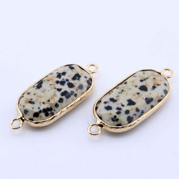 Konektor prirodni kamenl Jaspis Dalmatinac- 15*35x5 mm Gold...25KP16G-05