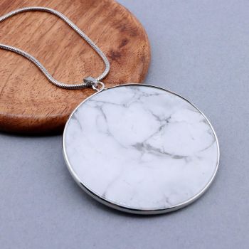 Privezak prirodni kamen Beli Howlite -  50*2 mm Silver...25KP19-02