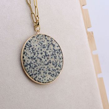 Privezak prirodni kamenJaspis Dalamtinac-  50*2 mm Gold...25KP21-04