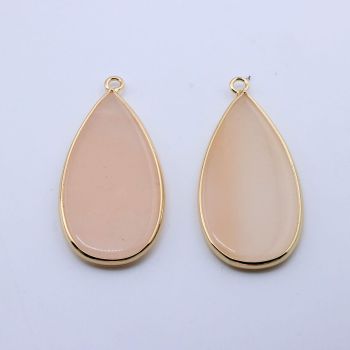 Privezak prirodni kamen Peach Kvarc-  21*45 mm Gold...25KP22G-09
