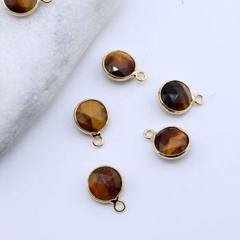 Privezak prirodni kamen Tigrovo Oko- 12 mm Gold...25KP24-B02