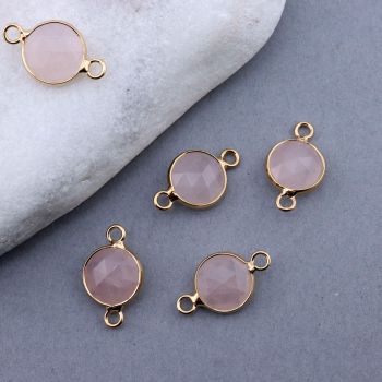 Konektor prirodni kamen Rozen Kvarc- 11 mm Gold...25KP24-A02