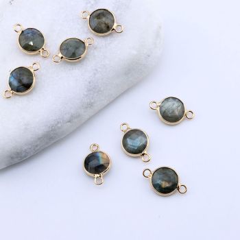 Konektor prirodni kamen Labradorit- 11 mm Gold...25KP25A-02