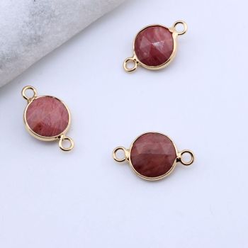 Konektor prirodni kamen Rodonit - 11 mm Gold...25KP24-A03