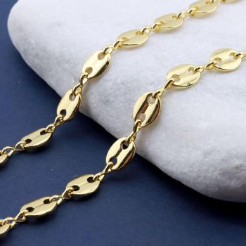 Mesing Coffe Bead Lanac 18K Pozlata,7x5.5x1.5mm, Alka: 1x3mm...MLP-P0006-03G-5m
