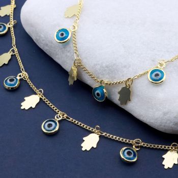 Mesing Handmade Lanac 18K pozlata 1x1x1mm,Oko: 10x7x3mm, Ruka: 7x6x0.2mm,...MLP-I031-07G-10m