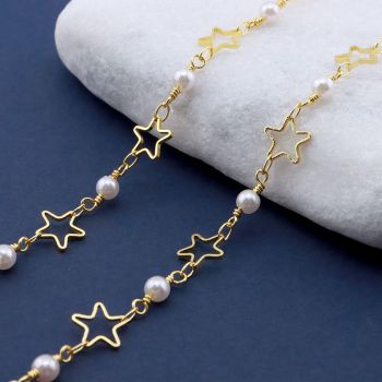 Mesing Handmade Lanac 18K Pozlata 4x2x0.3mm, Zvezda: 8x8x1mm,...MLP-I031-03G-5m
