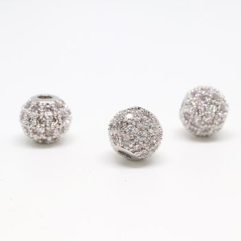 AAA Cubic Zirconia perle 8mm- Rhodium