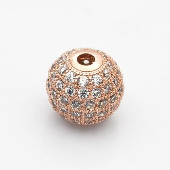 Perle pozlata Rose gold sa Cubic Zirconia 8mm (CZ-R8mm-RGS)