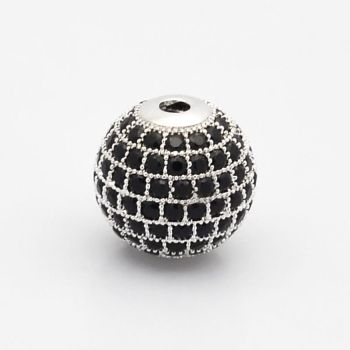 Perle Rhodium  sa Cubic Zirconia 8mm (CZ-R8mm-SC)