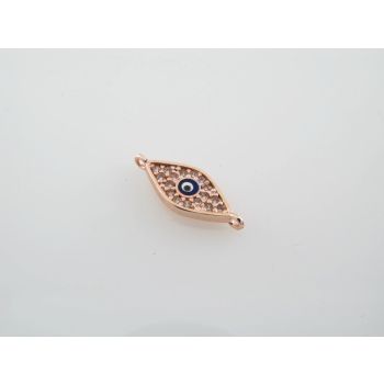 Konektor  pozlata Rose gold sa Cubic cirkonima , 19 x 7mm ( CZ-RG101 )
