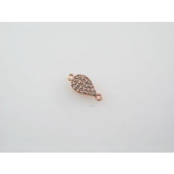 Konektor pozlata Rose gold sa Cubic cirkonima, 15 x 6 x 3 mm( CZ-RG106)