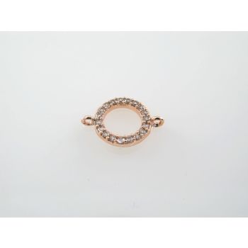 Konektor pozlata Rose gold sa Cubic cirkonima, 17 x 12 x 2 mm, ( CZ-RG108)