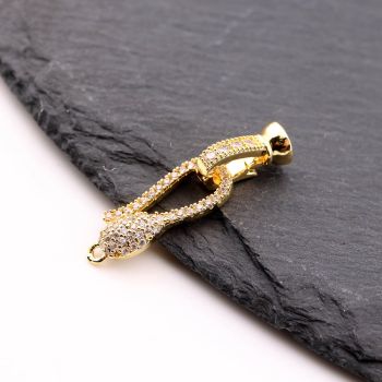 Premium kopča sa CZ Cirkonima za bisere,perle... - Pozlata 18k (  23MK60AG )
