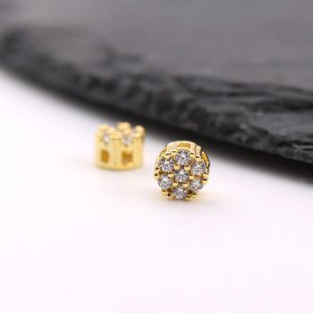 Perla ukrasna sa CZ cirkonima  5x4x1,1mm, rupe oko 1x1 mm- Pozlata 18k (  23MK55G )