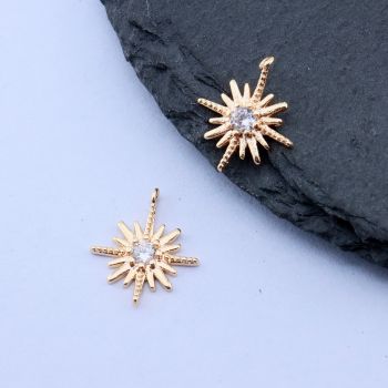 Privezak Zvezda+CZ, 18k Pozlata...P-T038-378G