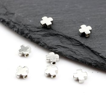 Perla krstić 6x6mm, rupa oko 1mm - Rodijum (  23MK40P )