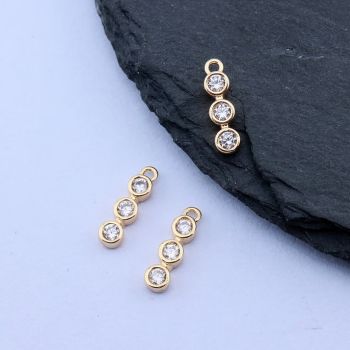 Privezak+CZ Cirkoni 11x3 mm, 18k Pozlata...P-T054-24